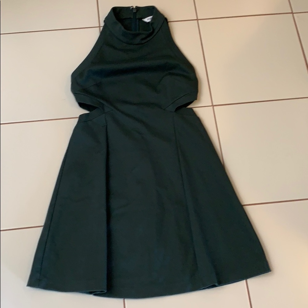 Dark green cut out dress
